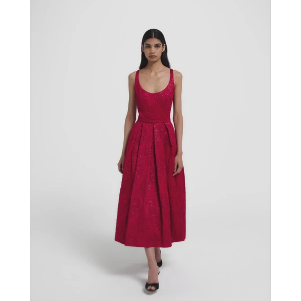 Asher Midi Dress in Crimson - Image 6