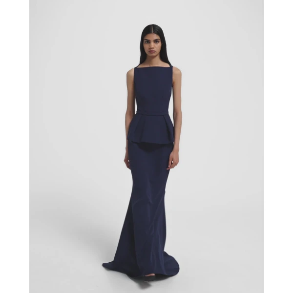 Safiyaa Carter Long Dress in Maritime Blue, view 6