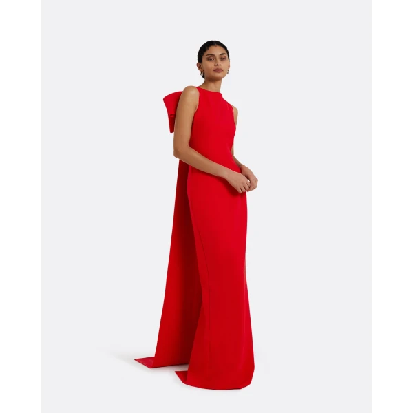 Safiyaa Celestia Cherry Red Long Dress, view 5