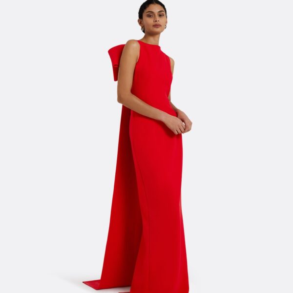 Celestia Cherry Red Long Dress - Image 5