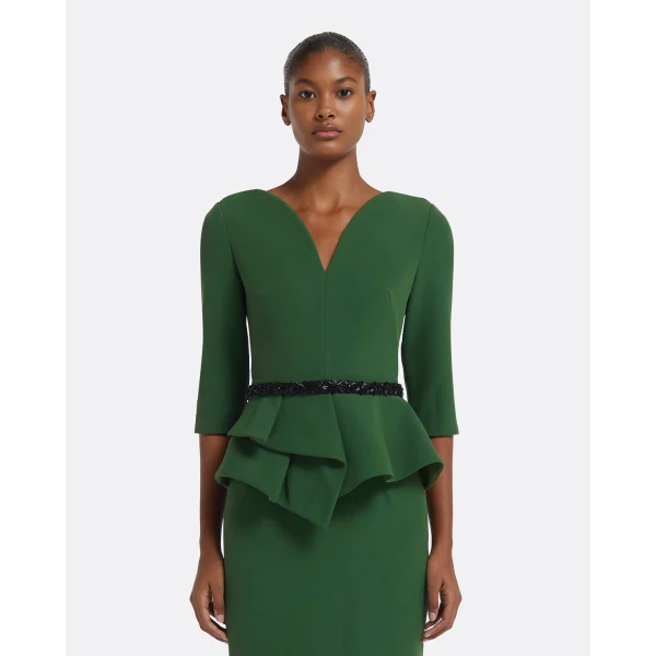 Dion Top in Moss Green with Black Embellishment - Image 2