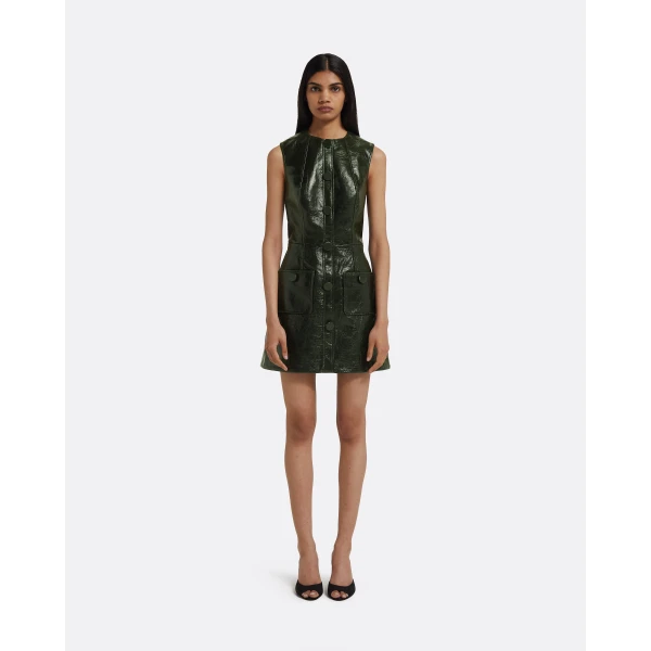 Safiyaa Hunter Mini Dress in Collard Green, view 6