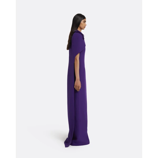 Safiyaa Lennox Long Dress in Pansy with Pansy Embellishment, view 5