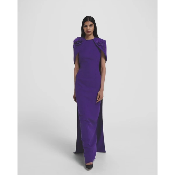Lennox Long Dress in Pansy with Pansy Embellishment - Image 6