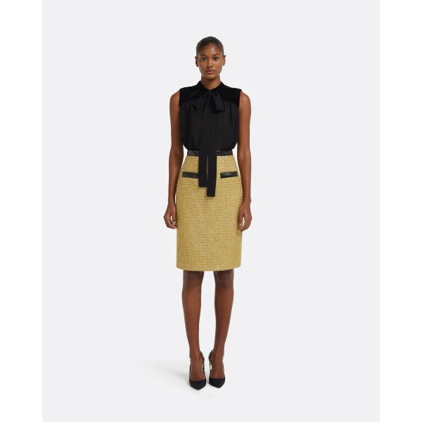 Safiyaa Lucas Midi Skirt in Yellow Gold, view 2