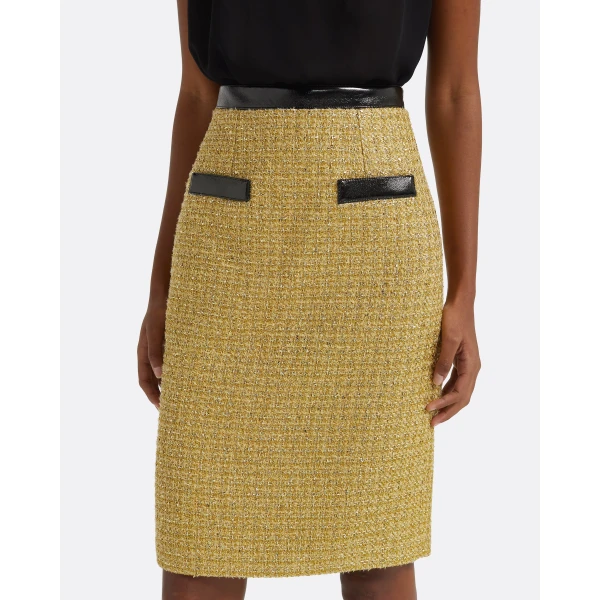 Safiyaa Lucas Midi Skirt in Yellow Gold, view 4