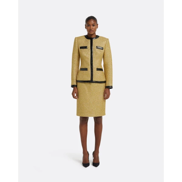 Safiyaa Lucas Midi Skirt in Yellow Gold, view 7