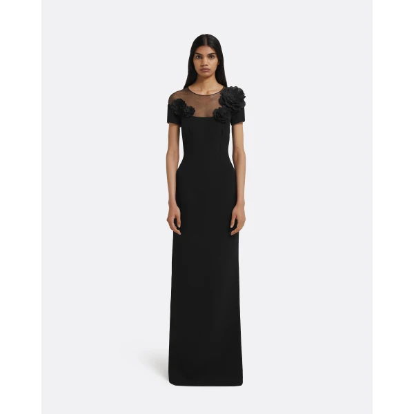 Safiyaa Noah Long Dress in Black with Black Embellishment, view 2