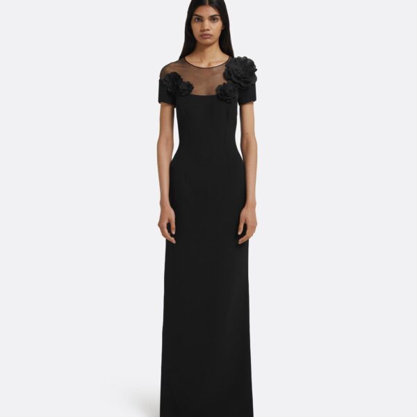 Noah Long Dress in Black with Black Embellishment - Image 2
