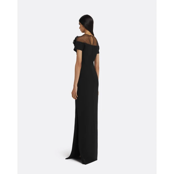 Safiyaa Noah Long Dress in Black with Black Embellishment, view 3