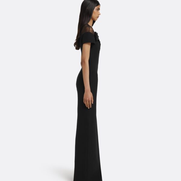 Noah Long Dress in Black with Black Embellishment - Image 5