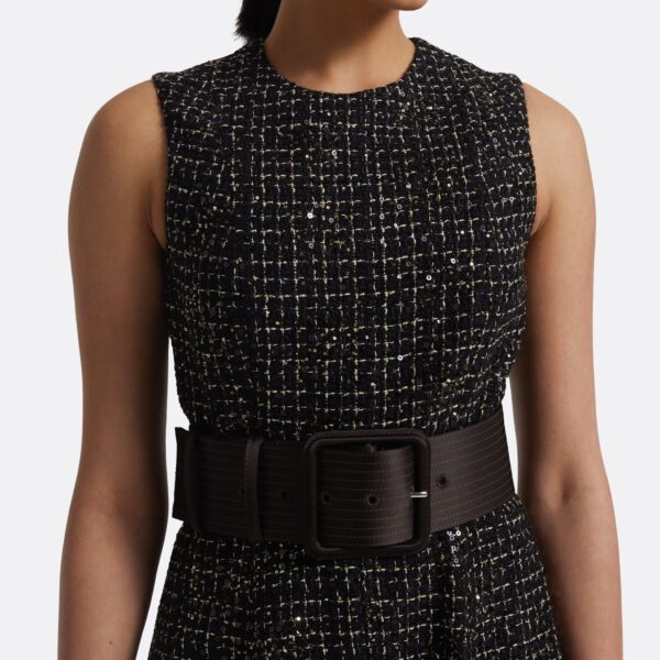 Okimi Dress in Peat Brown On Black & Gold - Image 4