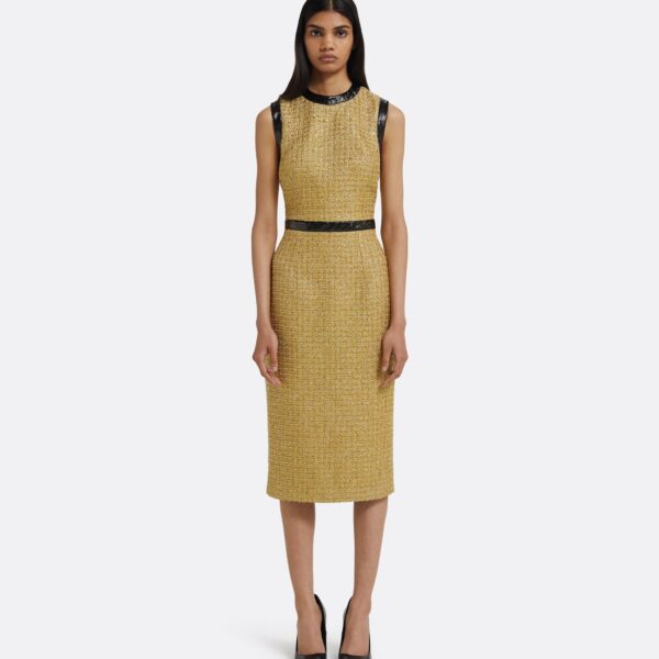 Peyton Midi Dress in Yellow Gold - Image 2