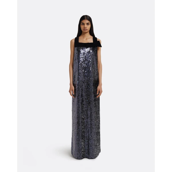 Safiyaa Quincy Long Dress in Navy & Silver, view 2