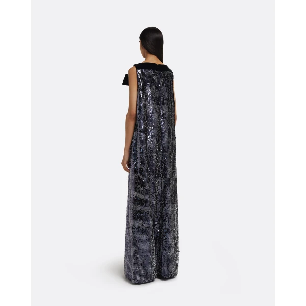 Safiyaa Quincy Long Dress in Navy & Silver, view 3