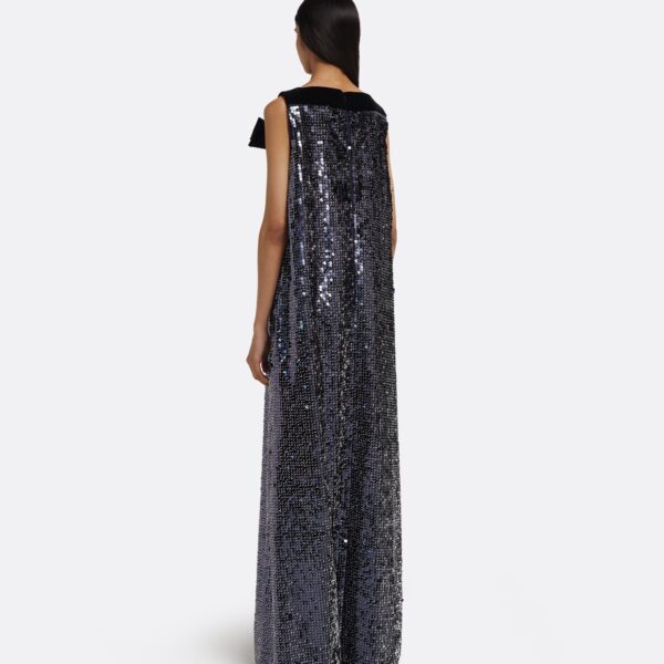 Quincy Long Dress in Navy & Silver - Image 3