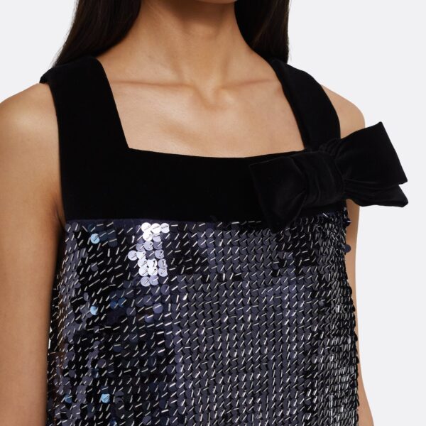 Quincy Long Dress in Navy & Silver - Image 4