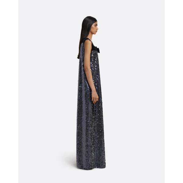 Safiyaa Quincy Long Dress in Navy & Silver, view 5