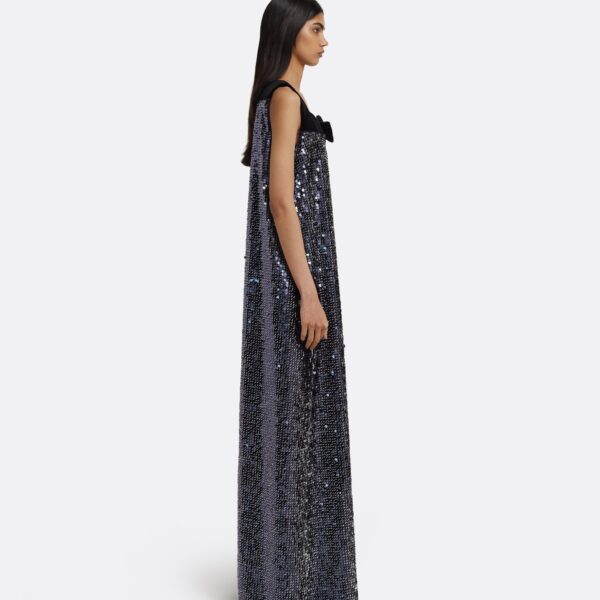 Quincy Long Dress in Navy & Silver - Image 5