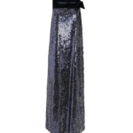 Quincy Long Dress in Navy & Silver