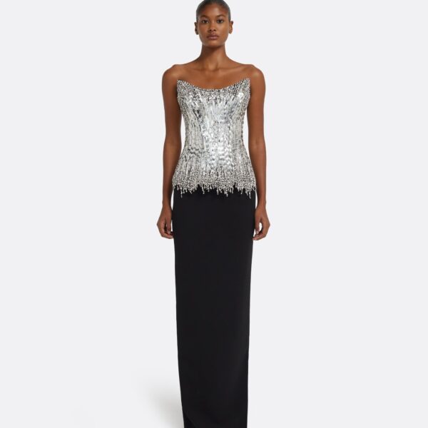 Regan Long Dress in Black with Crystal - Image 2