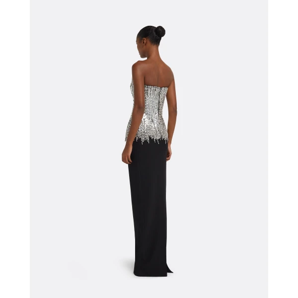 Safiyaa Regan Long Dress in Black with Crystal, view 3