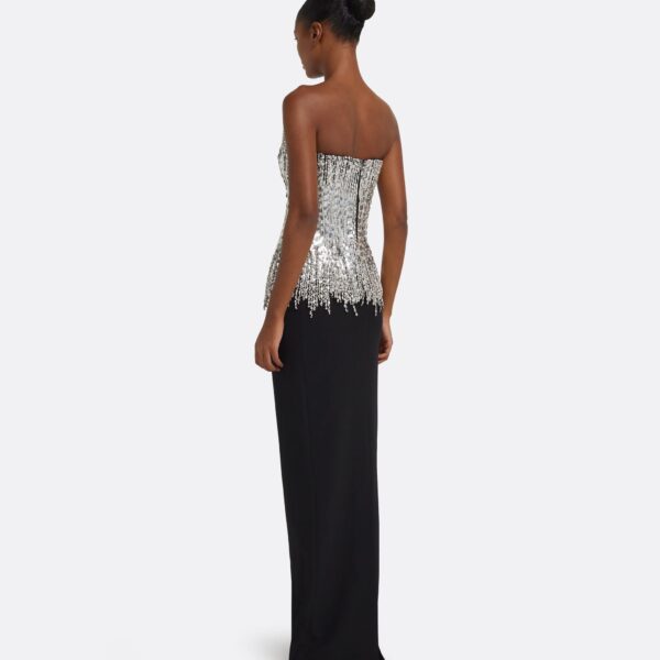 Regan Long Dress in Black with Crystal - Image 3
