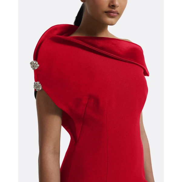 Safiyaa Reina Midi Dress in Crimson with Crystal, view 5