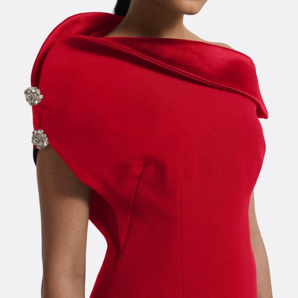 Reina Midi Dress in Crimson with Crystal - Image 5