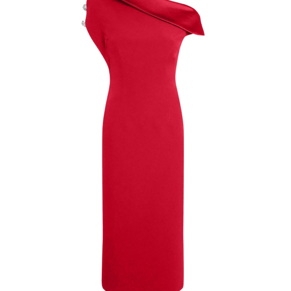 Reina Midi Dress in Crimson with Crystal