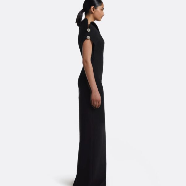 Relena Long Dress in Black with Crystal - Image 5