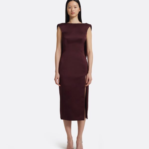 Rika Midi Dress in Wine - Image 2