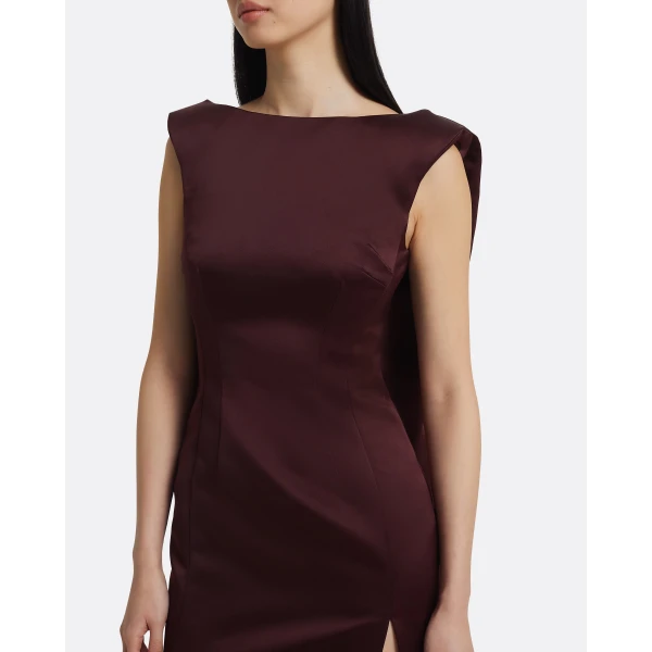 Safiyaa Rika Midi Dress in Wine, view 4
