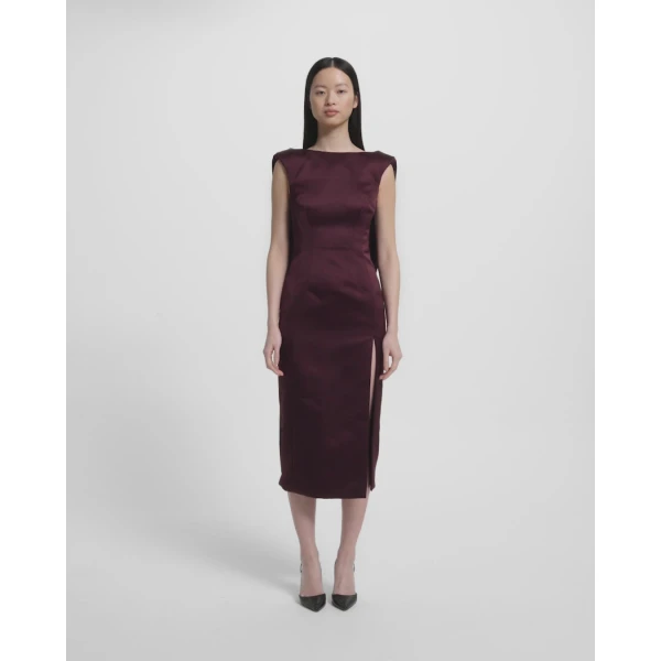 Rika Midi Dress in Wine - Image 6