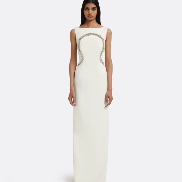 Riley Long Dress in Ivory with Crystal Embellishment - Image 2
