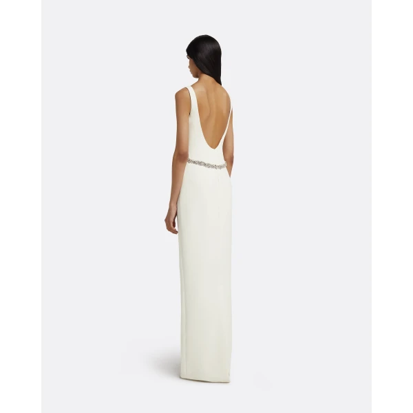 Safiyaa Riley Long Dress in Ivory with Crystal Embellishment, view 3