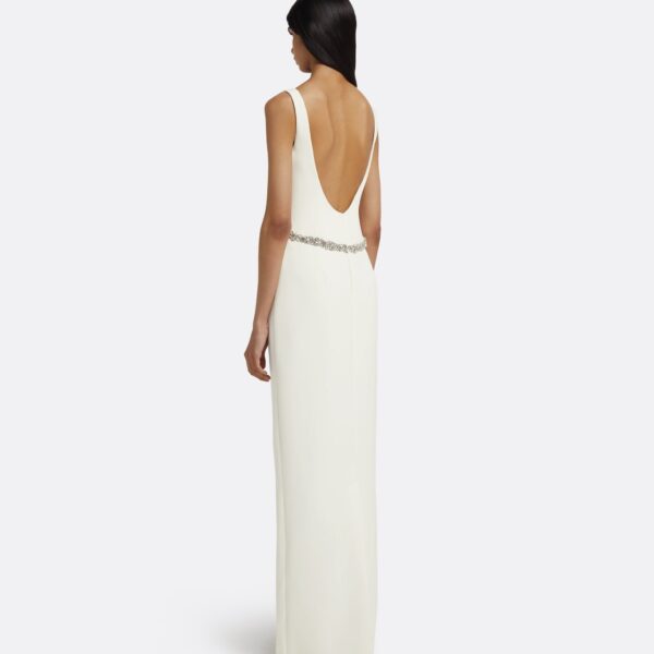 Riley Long Dress in Ivory with Crystal Embellishment - Image 3