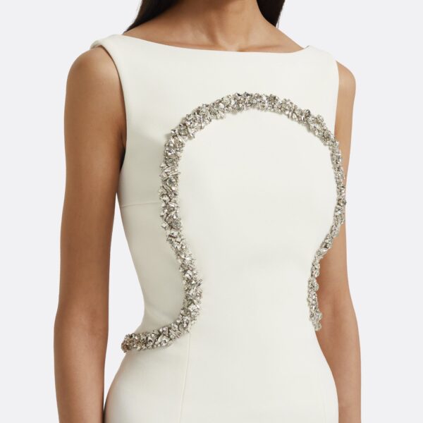 Riley Long Dress in Ivory with Crystal Embellishment - Image 4