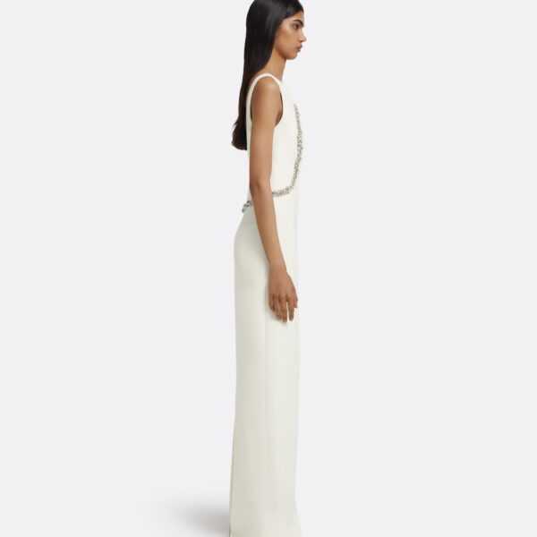 Riley Long Dress in Ivory with Crystal Embellishment - Image 5