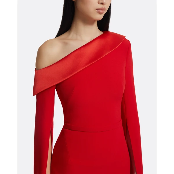 Safiyaa Rinoa Long Dress in Cherry Red, view 4