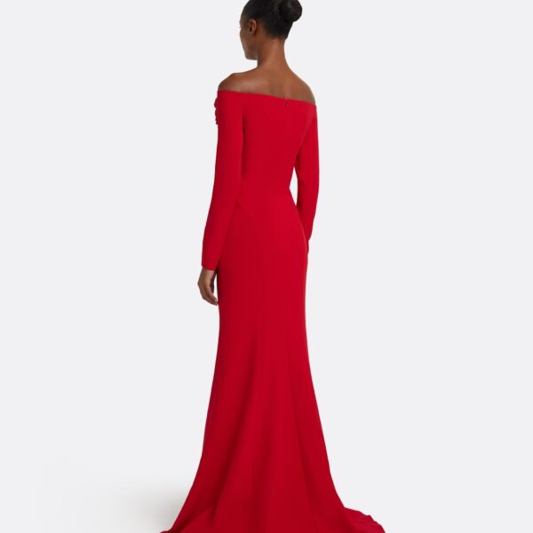 Rory Long Dress in Crimson with Crimson Appliqué - Image 3