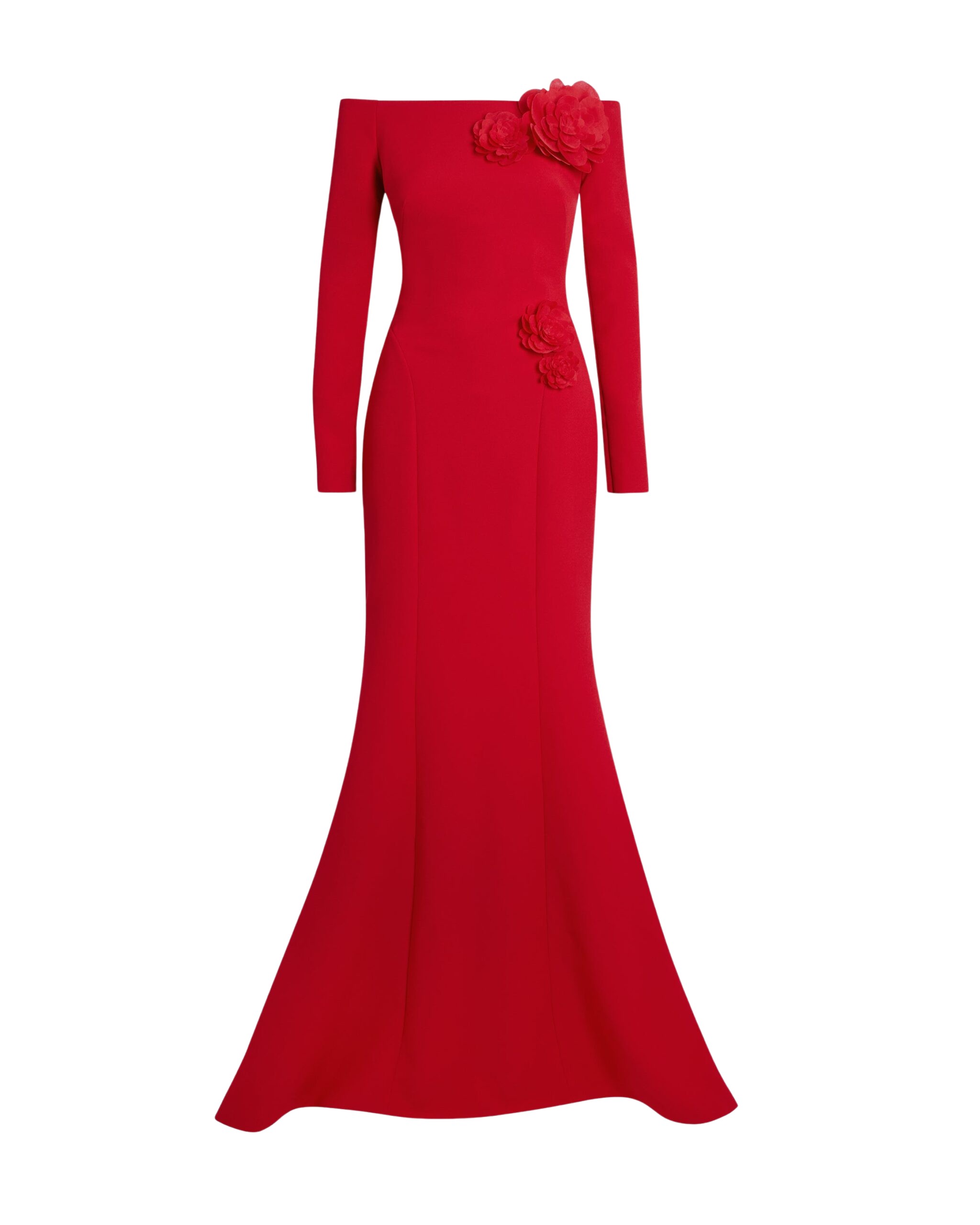 Rory Long Dress in Crimson with Crimson Appliqué