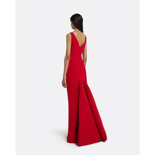 Safiyaa Sloane Long Dress in Lacquer Red on Crimson, view 3