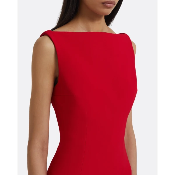 Safiyaa Sloane Long Dress in Lacquer Red on Crimson, view 4