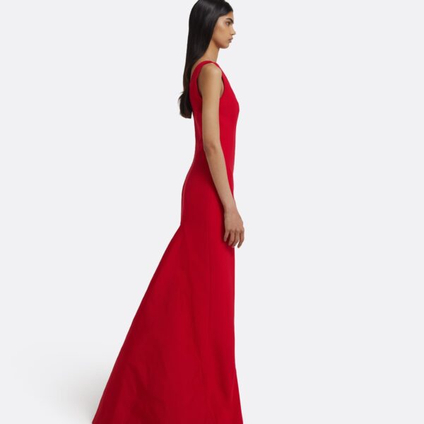 Sloane Long Dress in Lacquer Red on Crimson - Image 5