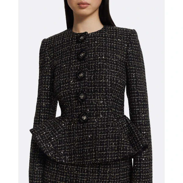 Safiyaa Tomomi Jacket in Black & Gold with Black Pearl, view 5