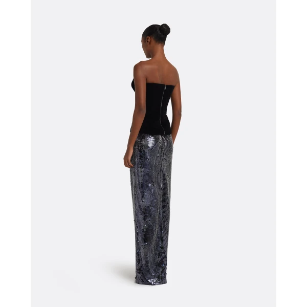 Safiyaa Vick Long Skirt in Navy & Silver, view 3