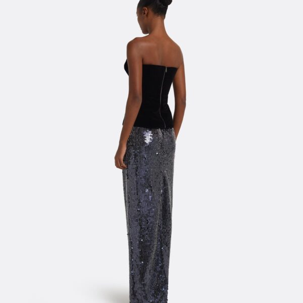 Vick Long Skirt in Navy & Silver - Image 3