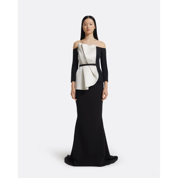 Safiyaa Yuka Top in Ivory On Black, view 3