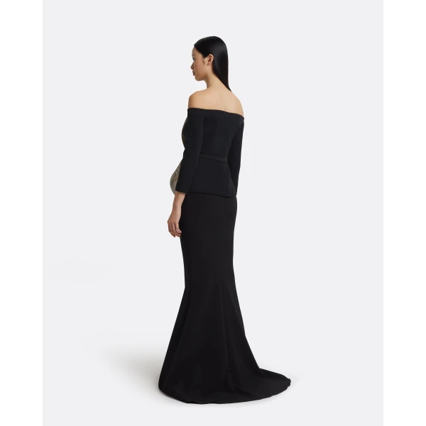 Safiyaa Yuka Top in Ivory On Black, view 4